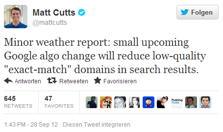 L'avis de Matt Cutts sur l'impact des Exact Match Domain en SEO