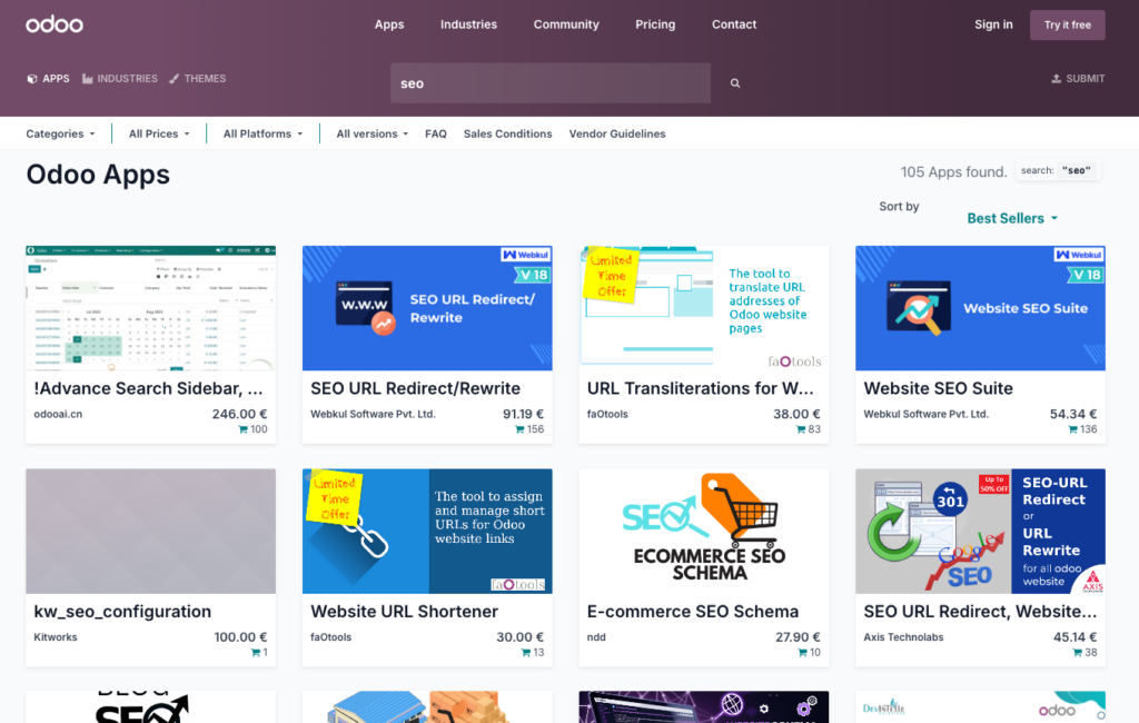 Odoo apps seo Odoo eCommerce V18 : de mieux en mieux optimisée pour le SEO